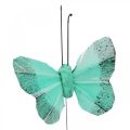 Floristik24 Deco motýlik na drôte zelený, modrý 5-6cm 24p