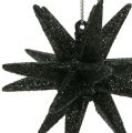 Floristik24 Deco stars black mica 7,5cm 8ks
