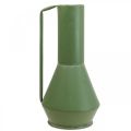 Floristik24 Ozdobná váza kovová zelená rúčka dekoračný džbán 14cm V28,5cm