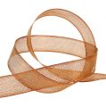 Deko stuha s lurexovými prúžkami medená 25mm 20m | Floristik24.sk