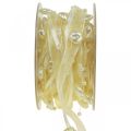 Floristik24 Deko stuha krémové srdiečka perličky svadobná dekorácia 10mm 5m