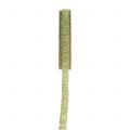 Floristik24 Deko stuha machovo zelená so zlatým lurexovým drôtom vystuženým 10mm 20m