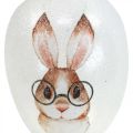 Floristik24 Deko vešiak sklenené deko vajíčka králik s okuliarmi trblietky 5x8cm 6ks