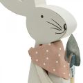 Floristik24 Ozdobný zajačik s lopatkou, zajačik, veľkonočná dekorácia, drevený zajačik, veľkonočný zajačik