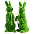 Floristik24 Dekoračný králik sediaci zelený vločkovaný V27,5cm 2ks