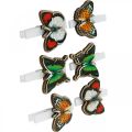 Floristik24 Ozdobný klip motýlik, darčeková dekorácia, pružina, motýle z dreva 6ks