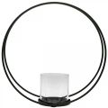Floristik24 Ozdobný kruhový lampáš kovový svietnik čierny Ø28,5cm