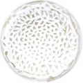 Floristik24 Dekoračný tanier biely okrúhly hnedá štruktúra vintage stolová dekorácia Ø39cm