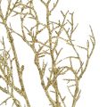 Floristik24 Ozdobná vetvička s trblietkami vianočná vetvička v zlatej farbe L55cm