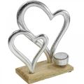 Floristik24 Svietnik na čajovú sviečku srdce kovová dekorácia stolová dekorácia drevo 22cm