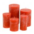 Floristik24 Farebné sviečky oranžové rôzne veľkosti