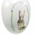 Floristik24 Vajíčko na zavesenie keramický biely králik Ø5,5cm V7,6cm 12ks