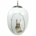 Floristik24 Vajíčko na zavesenie keramický biely králik Ø5,5cm V7,6cm 12ks