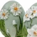 Floristik24 Veľkonočné vajíčka s motívom kvetín Sedmokrásky a narcisy Modrá, zelená omietka 2ks