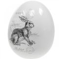 Floristik24 Vajíčko keramický biely králik Ø12,5cm V16cm 2ks