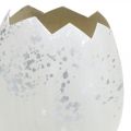 Floristik24 Ozdobné vajíčko, polovička vajíčka na ozdobenie, veľkonočná dekorácia Ø10,5cm V14,5cm biela, strieborná 3ks