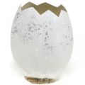Floristik24 Ozdobné vajíčko, polovička vajíčka na ozdobenie, veľkonočná dekorácia Ø10,5cm V14,5cm biela, strieborná 3ks