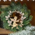 Floristik24 Anjelský veniec Vianočná dekorácia Anjel závesný kovový prívesok zlatý V14cm Š15,5