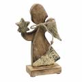 Floristik24 Drevený anjel s hviezdou prírodné, zlaté mangové drevo V20,5cm