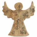 Floristik24 Drevený anjel s trblietavými intarziami prírodné mangové drevo 19,4 × 18,3 cm