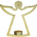 Floristik24 Deco anjel, svietnik na čajovú sviečku na zavesenie, kovová dekorácia Zlatá V20cm