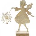 Floristik24 Dekoračný anjel s púpavou, adventná dekorácia z kovu, vianočný anjel zlatý starožitný vzhľad V21cm