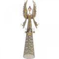 Floristik24 Deko postavička anjelika s girlandou Vianočný kov 13×8,5cm V40cm