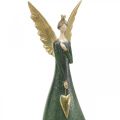 Floristik24 Deko figúrka anjela zelený vianočný anjel so zlatým srdiečkom V41cm