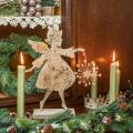 Floristik24 Anjel s púpavou, kovová dekorácia na vianoce, ozdobná figúrka adventný zlatý antický vzhľad V27,5cm