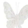 Floristik24 Motýľ perie biele so sľudou 11cm 3ks