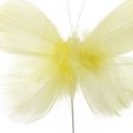 Floristik24 Deko motýle na drôtiku, jarná dekorácia, jarné motýliky v odtieňoch žltej 6ks