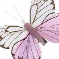 Floristik24 Perie motýľ ružové na klipe 6cm 10 kusov