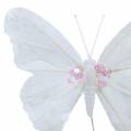 Floristik24 Motýľ z peria na drôte 12cm biely 3ks