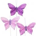 Floristik24 Motýliky z peria fialové 8,5cm 12ks
