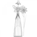 Floristik24 Kvetinová víla s kvetinou, jarná dekorácia, kovový lampáš, kvetinová víla z kovu biela V40,5cm