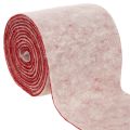 Floristik24 Plstená stuha, 100% vlna, dvojfarebná, ako chňapka, plstená stuha biela/červená, 15 cm x 5 m