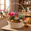 Darčekový košík cca 38 cm x 27 cm, svetlý | Floristik24.sk