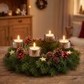 Svietnik na čajovú sviečku na nalepenie adventného venca strieborný Ø4cm 8 ks | Floristik24.sk