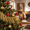Tinsel Gold Svetlozlatý stromček závesný vianočný L50cm | Floristik24.sk