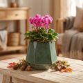 Kvetináč keramický kvetináč zelený šesťhranný Ø10cm V9cm | Floristik24.sk