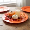 Oranžové plastové taniere – 28 cm – Ideálne na párty a dekorácie – 4 kusy | Floristik24.sk
