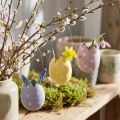 Veľkonočné vajíčko na zavesenie fialové, ružové, žlté vajíčko plastové V6,5cm 6ks | Floristik24.sk