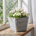 Kvetináč drevený kvetináč shabby chic sivý 19x19x15,5cm | Floristik24.sk