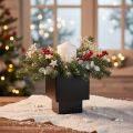 Čierny kockový kvetináč s podstavcom, moderný, 22 cm | Floristik24.sk