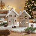 Drevený domček dekoračný domček na stôl stojan drevený 20cm 2 ks | Floristik24.sk