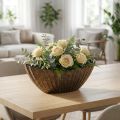 Miska na kvetináč s drážkami oválna loďka antracitovo zlatá 36 cm | Floristik24.sk
