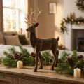 Ozdobný jeleň dekoratívna figúrka ozdobný sob fúzovaný hnedý V46cm | Floristik24.sk
