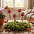 Kvetinové kolíky, dizajn húb, drevené kolíky, červené, Ø2,5 cm, 8 kusov | Floristik24.sk