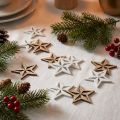 Drevená dekorácia hviezdy rozptylová dekorácia Vianočná biela/prírodná 3,5cm 48 ks | Floristik24.sk