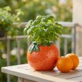 Stredomorská dekoratívna oranžová váza kvetináč keramický Ø9cm | Floristik24.sk